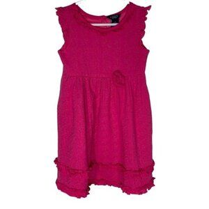 Chaps Girls Sundress Size 5 Eyelet Lace Pink Cotton Ruffles Kids